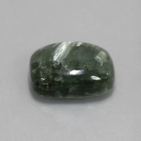 Serafinite naturale verde da 5,80 ct, taglio a cuscino, opaco