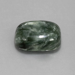 Serafinite naturale verde da 6,35 ct, taglio a cuscino, opaco