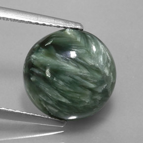 Serafinite naturale verde da 4,23 ct, taglio rotondo, opaco