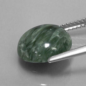 Serafinite naturale verde da 4,23 ct, taglio rotondo, opaco