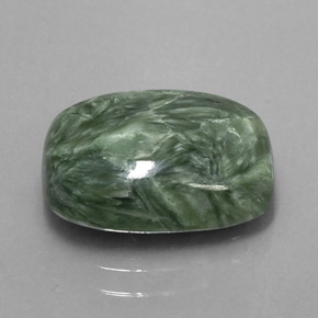 Serafinite naturale verde da 6,06 ct, taglio a cuscino, opaco