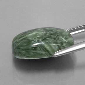 Serafinite naturale verde da 6,06 ct, taglio a cuscino, opaco