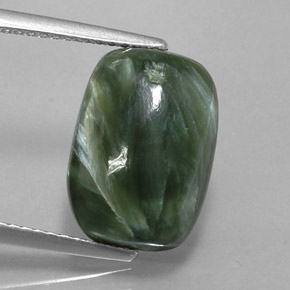 Serafinito Verde naturale da 5.80 ct, Taglio a cuscino, Opaco