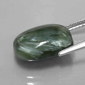 Serafinito Verde naturale da 5.80 ct, Taglio a cuscino, Opaco