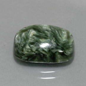 Serafinite naturale verde da 5,70 ct, taglio a cuscino, opaco