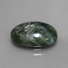 Serafinite naturale verde da 3,20 ct, taglio ovale, opaco