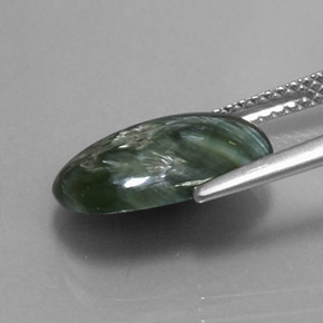 Serafinite naturale verde da 3,20 ct, taglio ovale, opaco