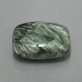 Serafinite naturale verde da 6,09 ct, taglio a cuscino, opaco