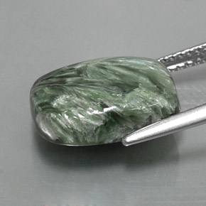 Serafinite naturale verde da 6,09 ct, taglio a cuscino, opaco