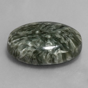 Serafinite naturale verde da 9,70 ct, taglio ovale, opaco
