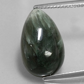Serafinite naturale verde da 7,49 ct, taglio a pera, opaco