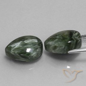 Gemme di Serafinito Verde grigiastro naturale da 12.35 ct, Forma a pera, Opaco