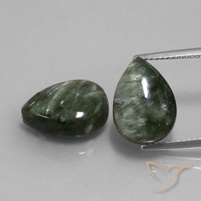 11.00ctw Naturale Verde grigiastro Serafinito, Forma a pera, Opaco