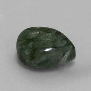Serafinite naturale verde da 6,06 ct, taglio a pera, opaco