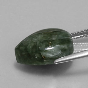 Serafinite naturale verde da 6,06 ct, taglio a pera, opaco
