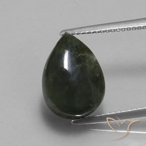 Serafinito Verde foresta naturale da 5.86 ct, Forma a pera, Opaco