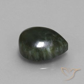 Serafinito Verde foresta naturale da 5.86 ct, Forma a pera, Opaco