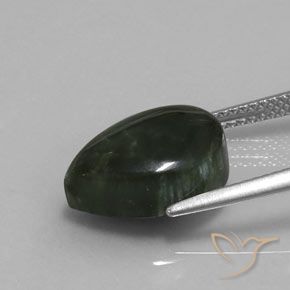 Serafinito Verde foresta naturale da 5.86 ct, Forma a pera, Opaco