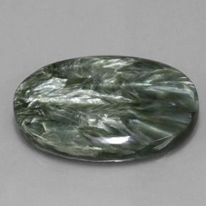 Serafinito Verde naturale da 51.91 ct, Taglio ovale, Opaco