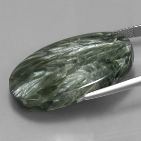 Serafinito Verde naturale da 51.91 ct, Taglio ovale, Opaco