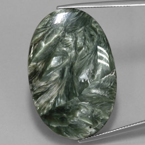 Serafinite naturale verde da 37,48 ct, taglio ovale, opaco