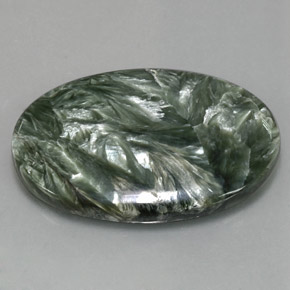 Serafinite naturale verde da 37,48 ct, taglio ovale, opaco