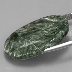 Serafinite naturale verde da 37,48 ct, taglio ovale, opaco