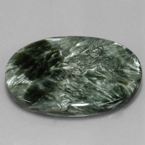Serafinite naturale verde da 59,99 ct, taglio ovale, opaco