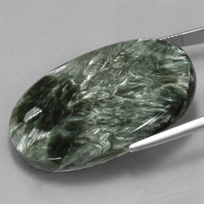 Serafinite naturale verde da 59,99 ct, taglio ovale, opaco