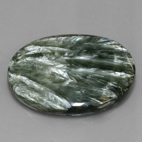 Serafinite naturale verde da 54,47 ct, taglio ovale, opaco