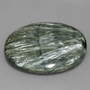 Serafinite naturale verde da 49,44 ct, taglio ovale, opaco