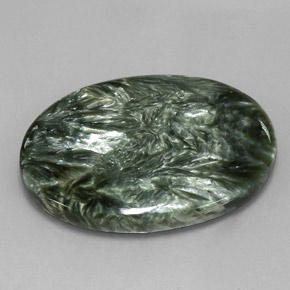 Serafinito Verde naturale da 55.55 ct, Taglio ovale, Opaco