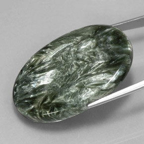 Serafinito Verde naturale da 55.55 ct, Taglio ovale, Opaco