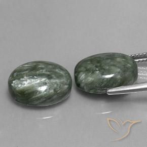 Gemme di Serafinito Verde medio naturale da 12.50 ct, Ovale, Opaco
