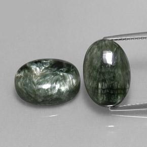 Serafinite naturale verde da 13,29 ct, taglio ovale, opaco