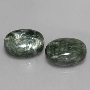 Serafinite naturale verde da 13,29 ct, taglio ovale, opaco