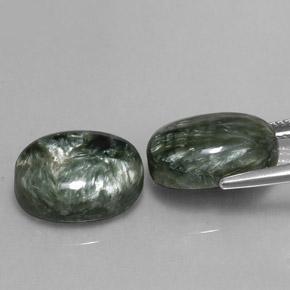 Serafinite naturale verde da 13,29 ct, taglio ovale, opaco