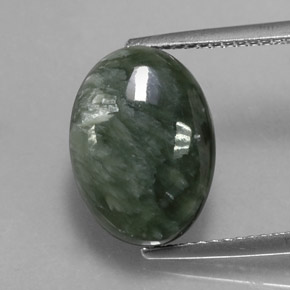 Serafinite naturale verde da 6,53 ct, taglio ovale, opaco