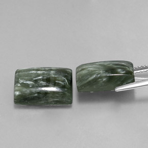 Serafinite naturale verde da  ct, baguette, opaco