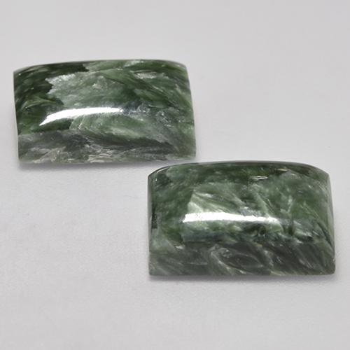 Serafinite naturale verde da 15,38 ct, baguette, opaco