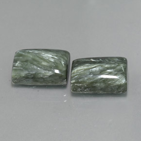 Serafinite naturale verde da  ct, baguette, opaco