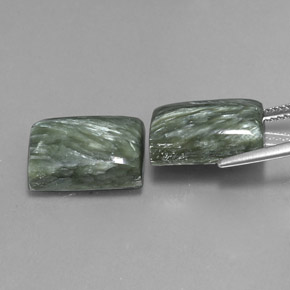 Serafinite naturale verde da  ct, baguette, opaco