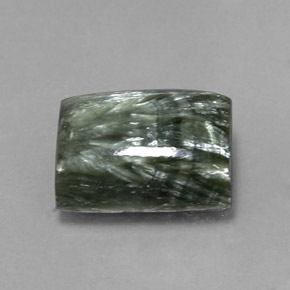 Serafinite naturale verde da 9,33 ct, baguette, opaco