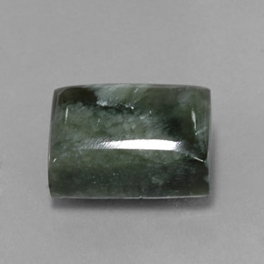 Serafinito Verde scuro naturale da 10.06 ct, Taglio a baguette, Opaco