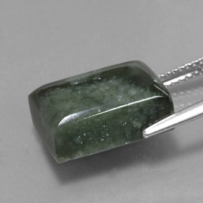 Serafinito Verde scuro naturale da 10.06 ct, Taglio a baguette, Opaco