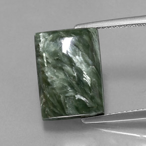 Serafinito Verde naturale da 6.90 ct, Taglio a baguette, Opaco