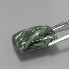 Serafinito Verde naturale da 6.90 ct, Taglio a baguette, Opaco
