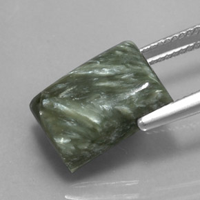 Serafinito Verde naturale da 7.85 ct, Taglio a baguette, Opaco