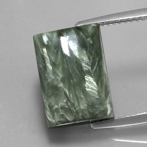 Serafinite naturale verde da 9,28 ct, baguette, opaco