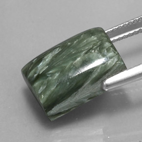 Serafinite naturale verde da 9,28 ct, baguette, opaco